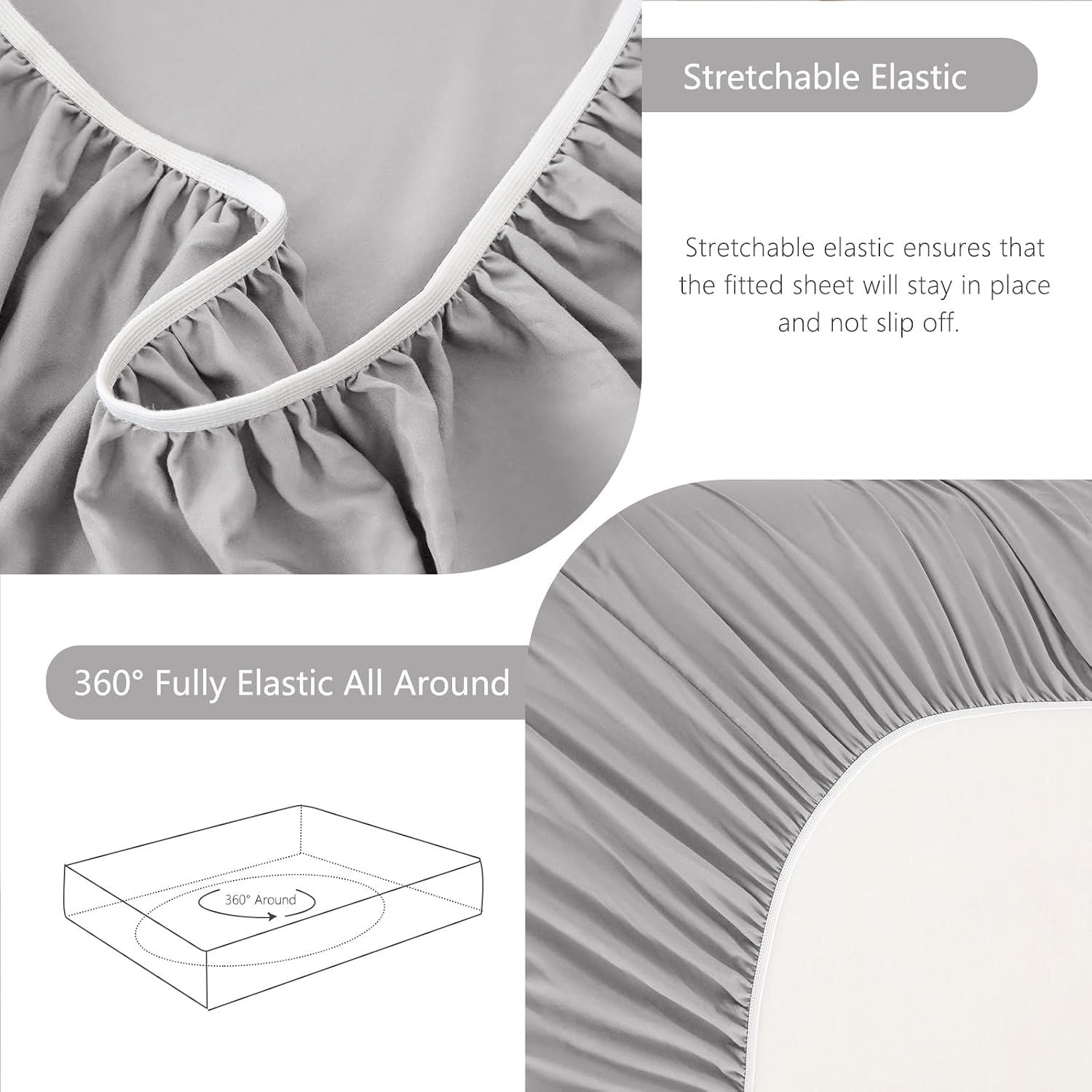 Hotel Soft Bed Sheet Set- Bedding Sheets & Pillowcases -Breathable Bedding - Wrinkle, Fade, Stain Resistant-Deep Pocket Flat Fitted Bed Sheet Set(Silver-gray,Single)