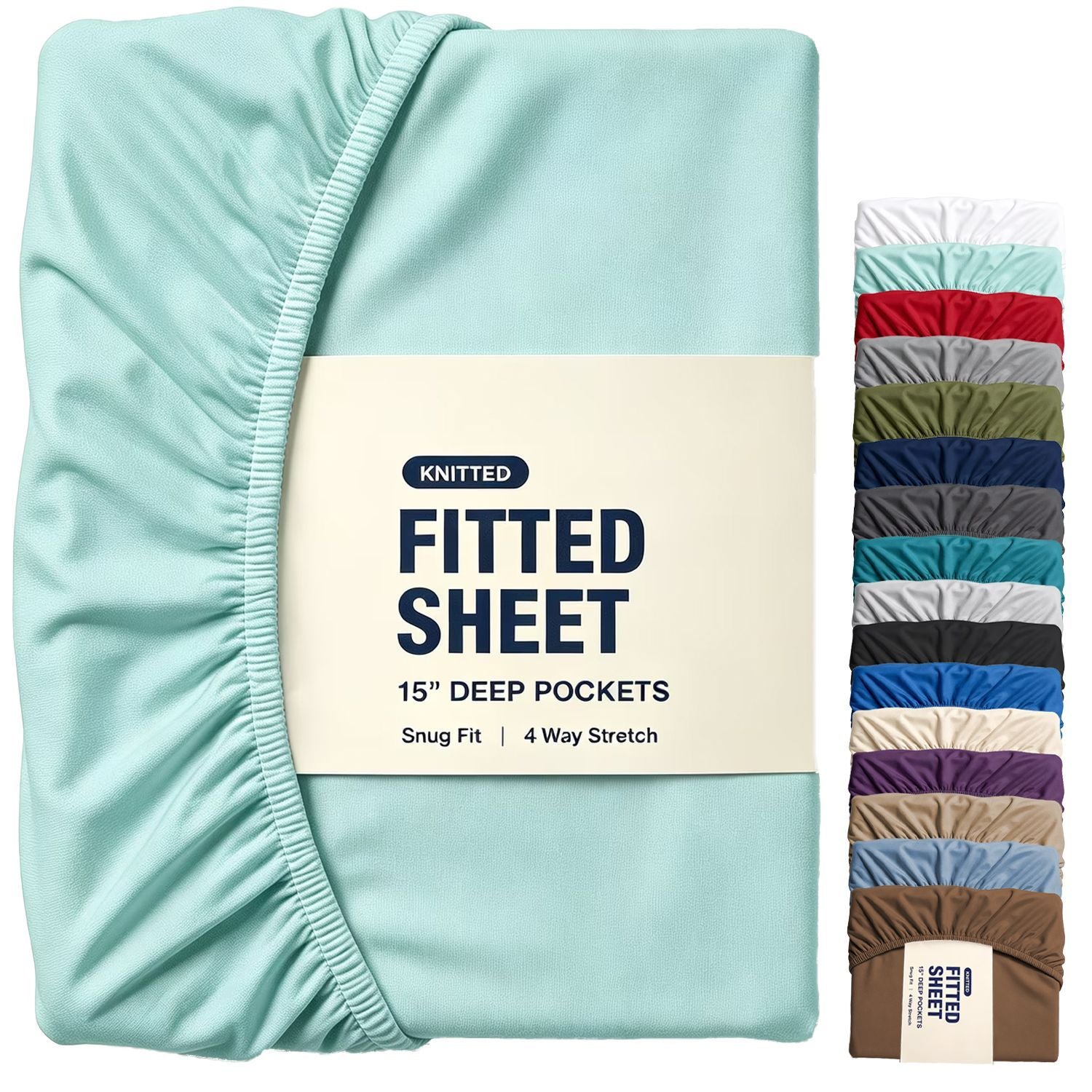 Hotel Quality Fitted Sheet - 1 Piece Fitted Sheet  -Breathable Bedding - Wrinkle, Fade, Stain Resistant- 16inch/40cm Deep Pocket Fitted Bed Sheet-Wrinkle and Fade Resistant,(Ice blue,Single)