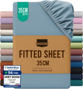 Hotel Quality Fitted Sheet - 1 Piece Fitted Sheet  -Breathable Bedding - Wrinkle, Fade, Stain Resistant- 16inch/40cm Deep Pocket Fitted Bed Sheet-Wrinkle and Fade Resistant,(Ocean,Single)