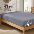 Hotel Quality Fitted Sheet - 1 Piece Fitted Sheet  -Breathable Bedding - Wrinkle, Fade, Stain Resistant- 16inch/40cm Deep Pocket Fitted Bed Sheet-Wrinkle and Fade Resistant,(Grey,Single)