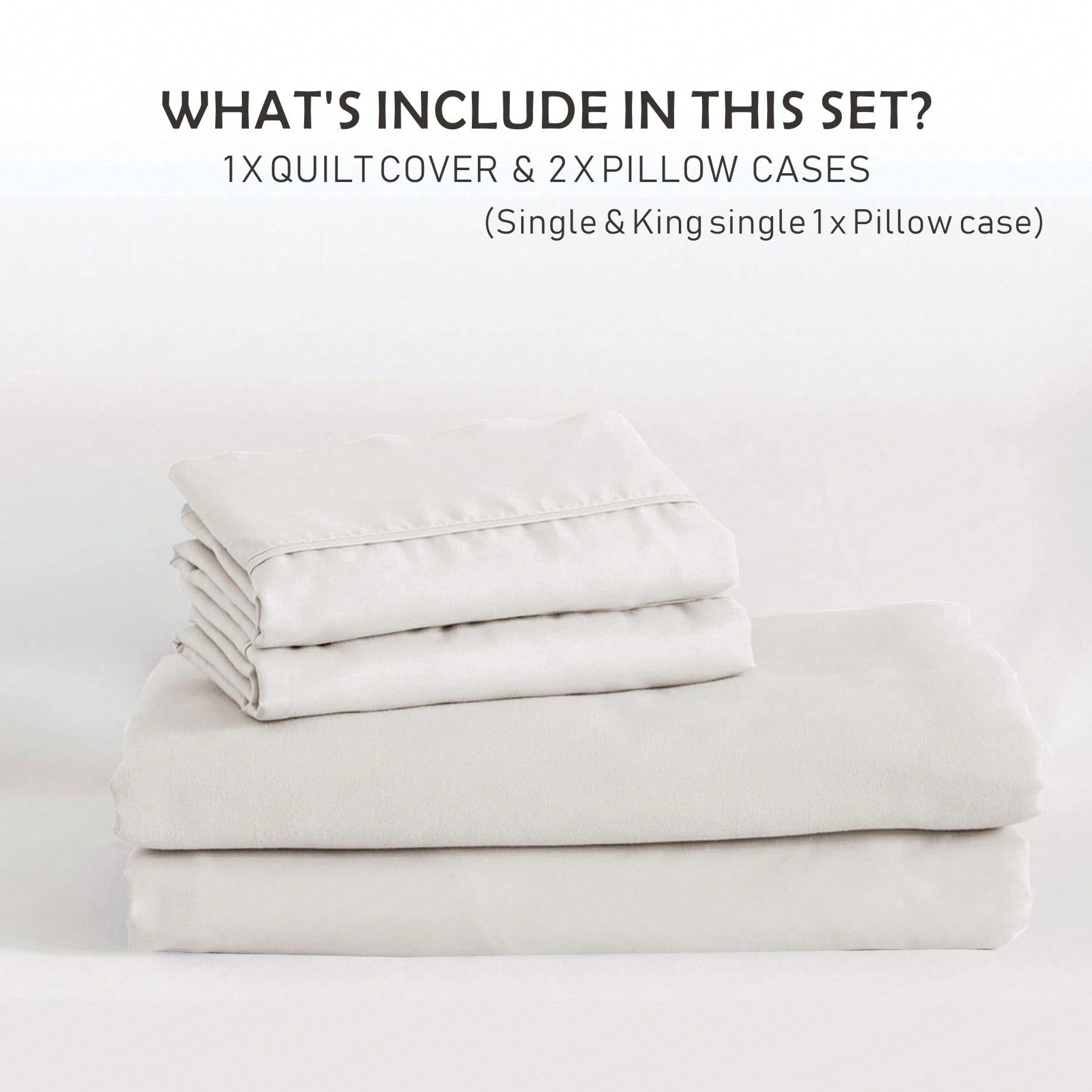 Hotel Soft Microfiber Duvet Cover Set-2000TC Quilt Cover Set & Pillowcases -1 Donna Cover Zipper Closure & 1 x Pillowcases-Breathable Bedding - Wrinkle, Fade, Stain Resistant(Raw white,Super King)