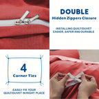 Hotel Soft Microfiber Duvet Cover Set-2000TC Quilt Cover Set & Pillowcases -1 Donna Cover Zipper Closure & 1 x Pillowcases-Breathable Bedding - Wrinkle, Fade, Stain Resistant(Red,Super King)