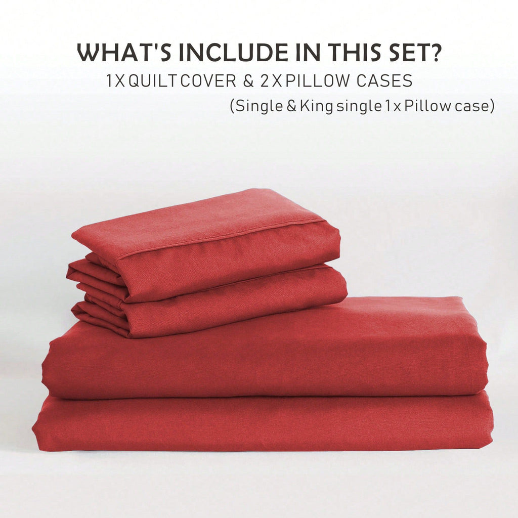 Hotel Soft Microfiber Duvet Cover Set-2000TC Quilt Cover Set & Pillowcases -1 Donna Cover Zipper Closure & 1 x Pillowcases-Breathable Bedding - Wrinkle, Fade, Stain Resistant(Red,Super King)