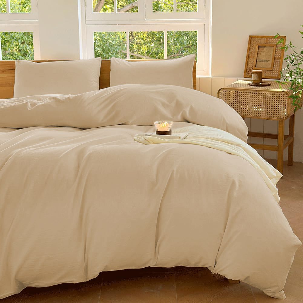 Hotel Soft Microfiber Duvet Cover Set-2000TC Quilt Cover Set & Pillowcases -1 Donna Cover Zipper Closure & 1 x Pillowcases-Breathable Bedding - Wrinkle, Fade, Stain Resistant(Camel Beige,Super King)
