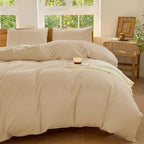 Hotel Soft Microfiber Duvet Cover Set-2000TC Quilt Cover Set & Pillowcases -1 Donna Cover Zipper Closure & 1 x Pillowcases-Breathable Bedding - Wrinkle, Fade, Stain Resistant(Camel Beige,Super King)