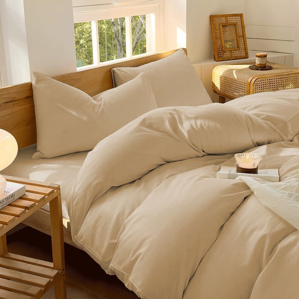 Hotel Soft Microfiber Duvet Cover Set-2000TC Quilt Cover Set & Pillowcases -1 Donna Cover Zipper Closure & 1 x Pillowcases-Breathable Bedding - Wrinkle, Fade, Stain Resistant(Camel Beige,Super King)