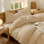 Hotel Soft Microfiber Duvet Cover Set-2000TC Quilt Cover Set & Pillowcases -1 Donna Cover Zipper Closure & 1 x Pillowcases-Breathable Bedding - Wrinkle, Fade, Stain Resistant(Camel Beige,Super King)