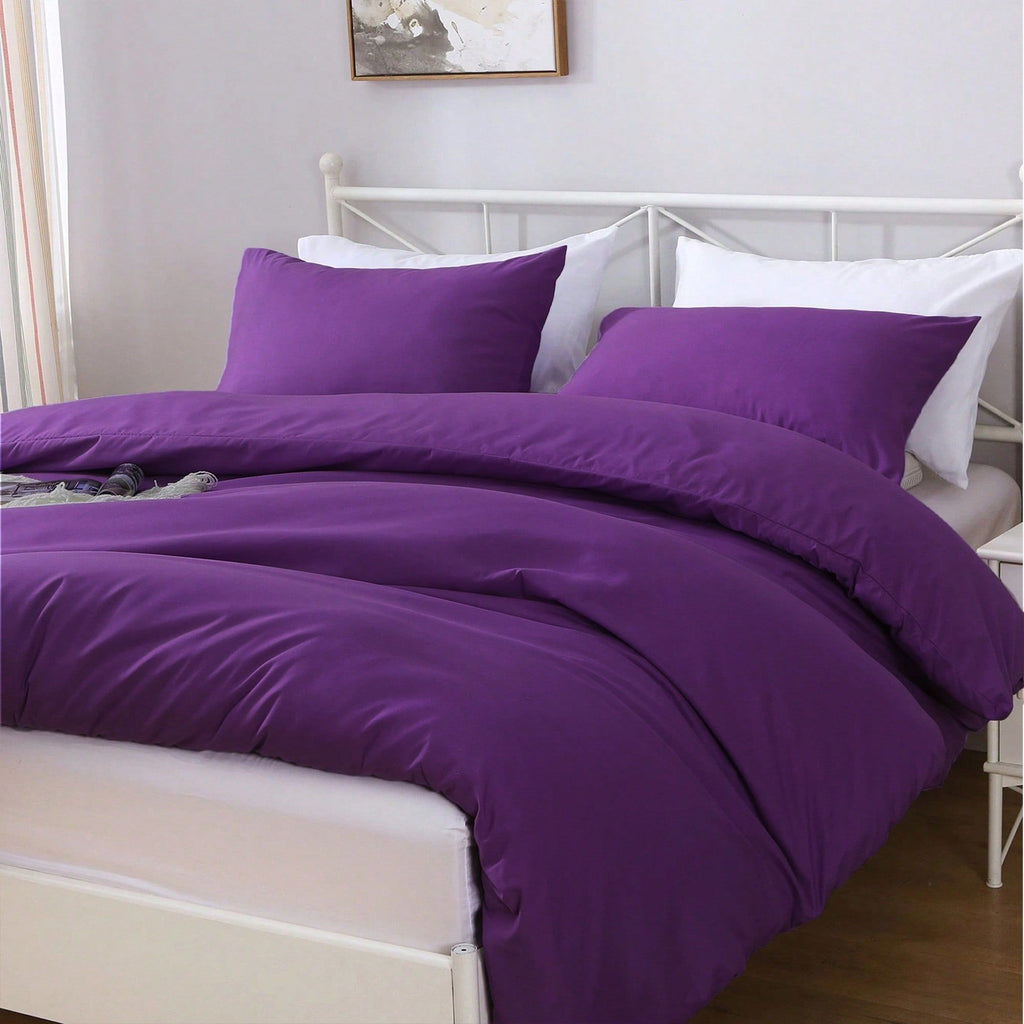 Hotel Soft Microfiber Duvet Cover Set-2000TC Quilt Cover Set & Pillowcases -1 Donna Cover Zipper Closure & 1 x Pillowcases-Breathable Bedding - Wrinkle, Fade, Stain Resistant(Purple,Super King)