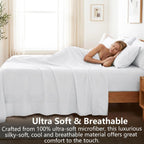 Hotel Soft Bed Sheet Set- Bedding Sheets & Pillowcases -Breathable Bedding - Wrinkle, Fade, Stain Resistant-Deep Pocket Flat Fitted Bed Sheet Set(Raw white,Super King)