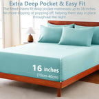 Hotel Soft Bed Sheet Set- Bedding Sheets & Pillowcases -Breathable Bedding - Wrinkle, Fade, Stain Resistant-Deep Pocket Flat Fitted Bed Sheet Set(Ice Blue,Super King)