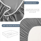Hotel Soft Bed Sheet Set- Bedding Sheets & Pillowcases -Breathable Bedding - Wrinkle, Fade, Stain Resistant-Deep Pocket Flat Fitted Bed Sheet Set(Grey,Super King)