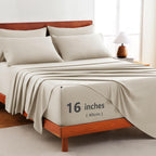 Hotel Soft Bed Sheet Set- Bedding Sheets & Pillowcases -Breathable Bedding - Wrinkle, Fade, Stain Resistant-Deep Pocket Flat Fitted Bed Sheet Set(Cream White,Super King)