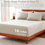 Hotel Soft Bed Sheet Set- Bedding Sheets & Pillowcases -Breathable Bedding - Wrinkle, Fade, Stain Resistant-Deep Pocket Flat Fitted Bed Sheet Set(Cream White,Super King)