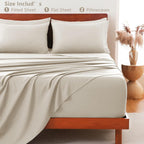 Hotel Soft Bed Sheet Set- Bedding Sheets & Pillowcases -Breathable Bedding - Wrinkle, Fade, Stain Resistant-Deep Pocket Flat Fitted Bed Sheet Set(Cream White,Super King)