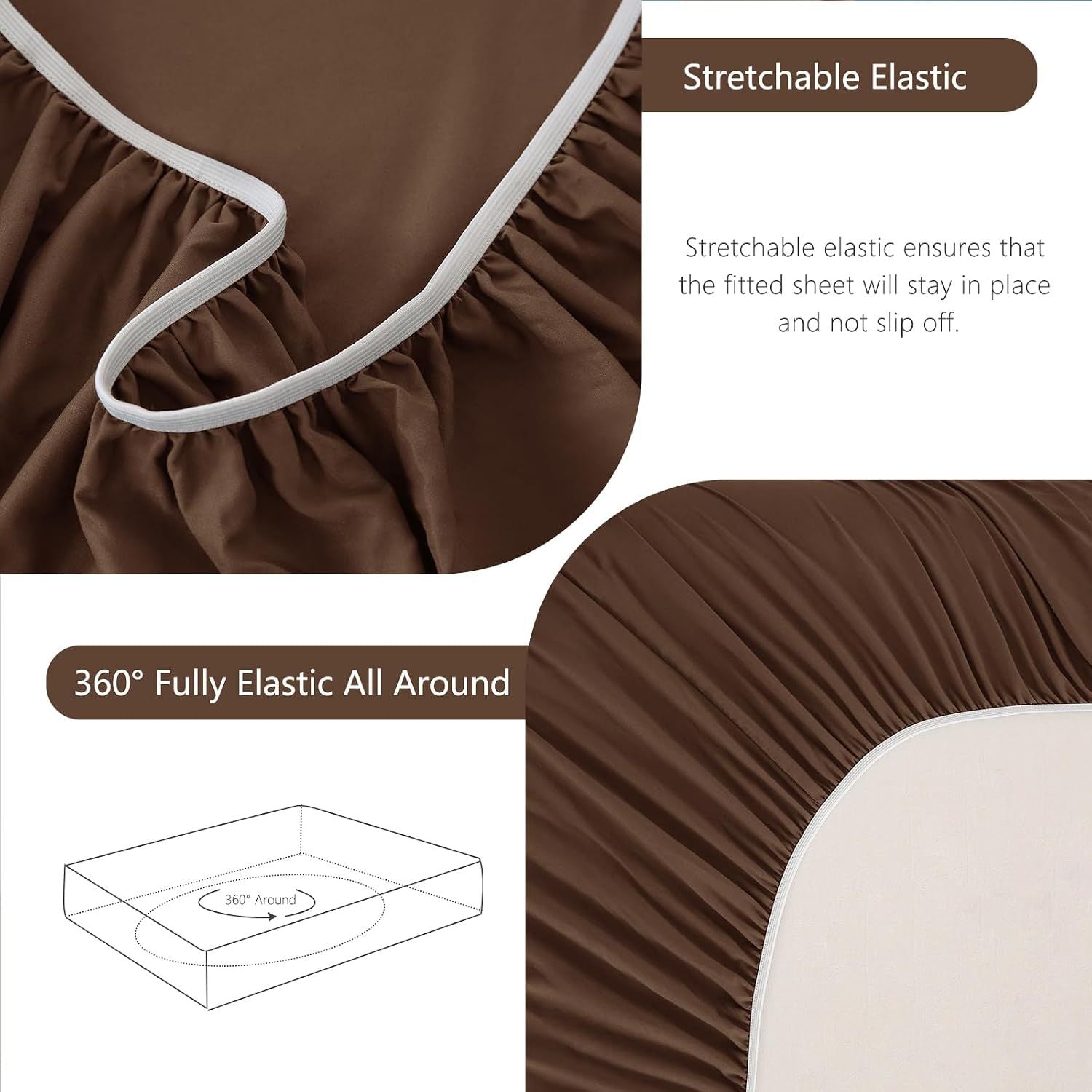 Hotel Soft Bed Sheet Set- Bedding Sheets & Pillowcases -Breathable Bedding - Wrinkle, Fade, Stain Resistant-Deep Pocket Flat Fitted Bed Sheet Set(Chocolate,Super King)