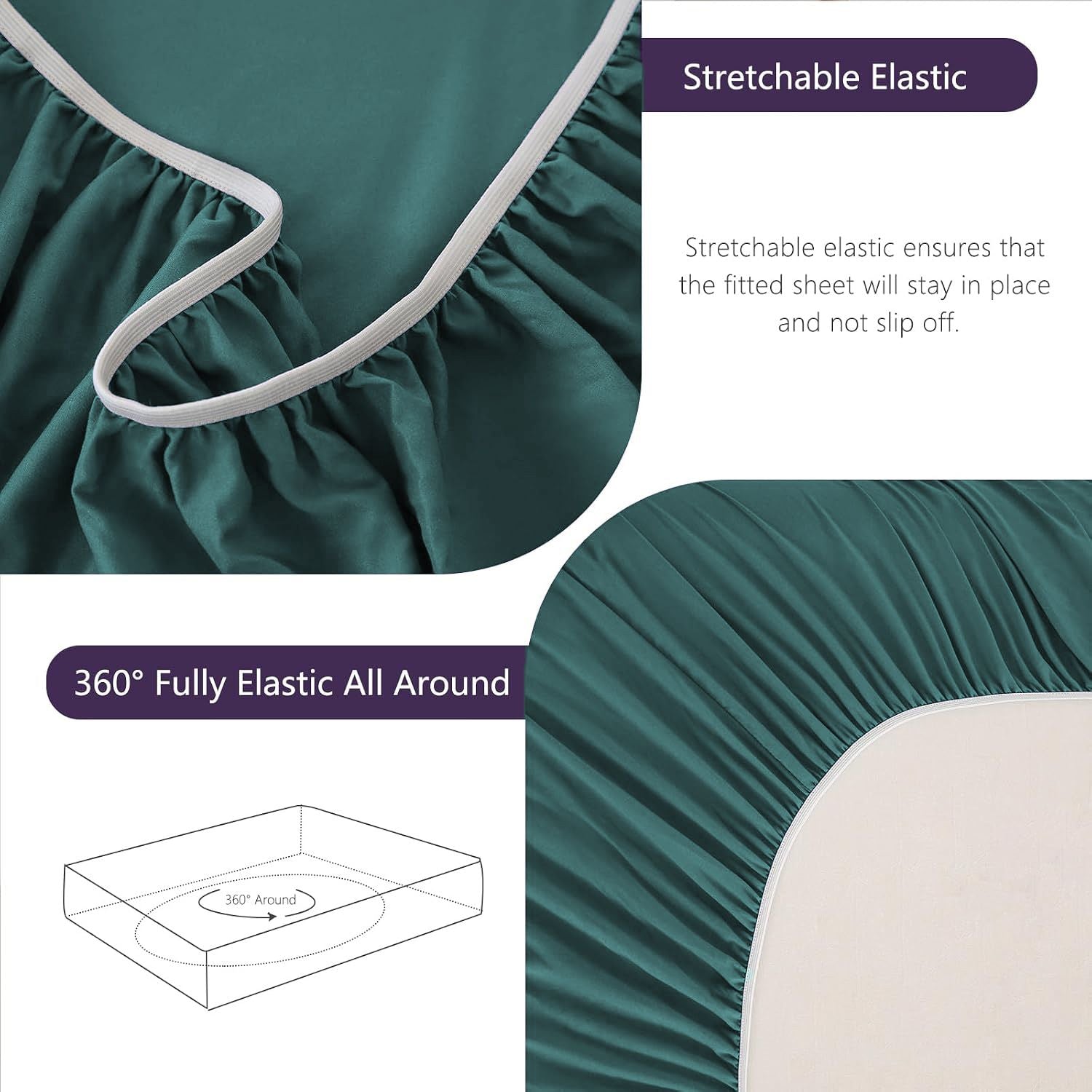 Hotel Soft Bed Sheet Set- Bedding Sheets & Pillowcases -Breathable Bedding - Wrinkle, Fade, Stain Resistant-Deep Pocket Flat Fitted Bed Sheet Set(Biscay blue,Super King)