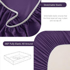Hotel Soft Bed Sheet Set- Bedding Sheets & Pillowcases -Breathable Bedding - Wrinkle, Fade, Stain Resistant-Deep Pocket Flat Fitted Bed Sheet Set(Purple,Super King)