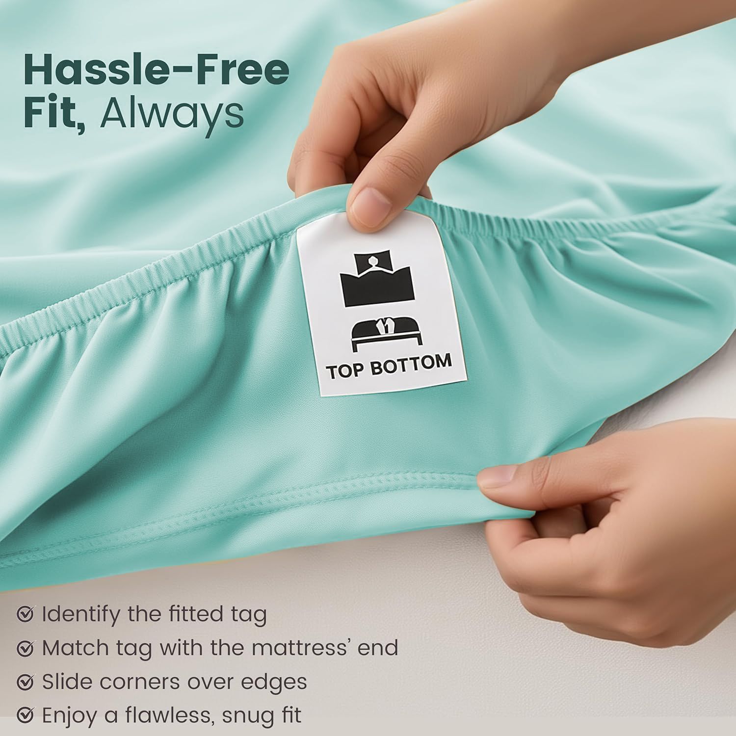 Hotel Quality Fitted Sheet - 1 Piece Fitted Sheet  -Breathable Bedding - Wrinkle, Fade, Stain Resistant- 16inch/40cm Deep Pocket Fitted Bed Sheet-Wrinkle and Fade Resistant,(Ice blue,Super King)