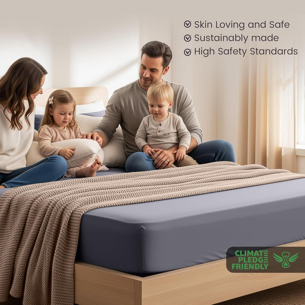 Hotel Quality Fitted Sheet - 1 Piece Fitted Sheet  -Breathable Bedding - Wrinkle, Fade, Stain Resistant- 16inch/40cm Deep Pocket Fitted Bed Sheet-Wrinkle and Fade Resistant,(Grey,Super King)