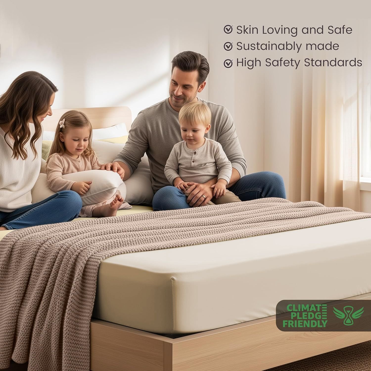 Hotel Quality Fitted Sheet - 1 Piece Fitted Sheet  -Breathable Bedding - Wrinkle, Fade, Stain Resistant- 16inch/40cm Deep Pocket Fitted Bed Sheet-Wrinkle and Fade Resistant,(Cream White,Super King)
