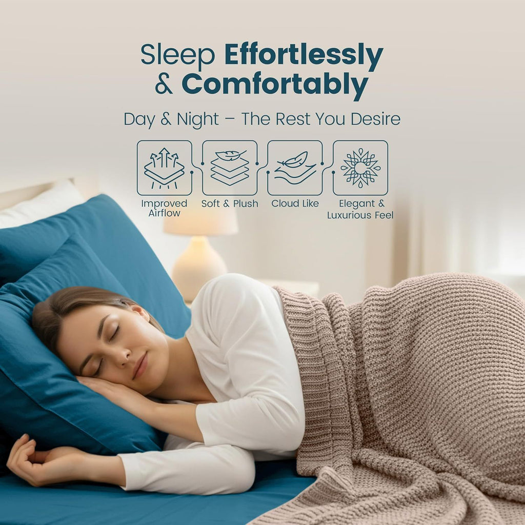 Hotel Quality Fitted Sheet - 1 Piece Fitted Sheet  -Breathable Bedding - Wrinkle, Fade, Stain Resistant- 16inch/40cm Deep Pocket Fitted Bed Sheet-Wrinkle and Fade Resistant,(Biscay blue,Super King)