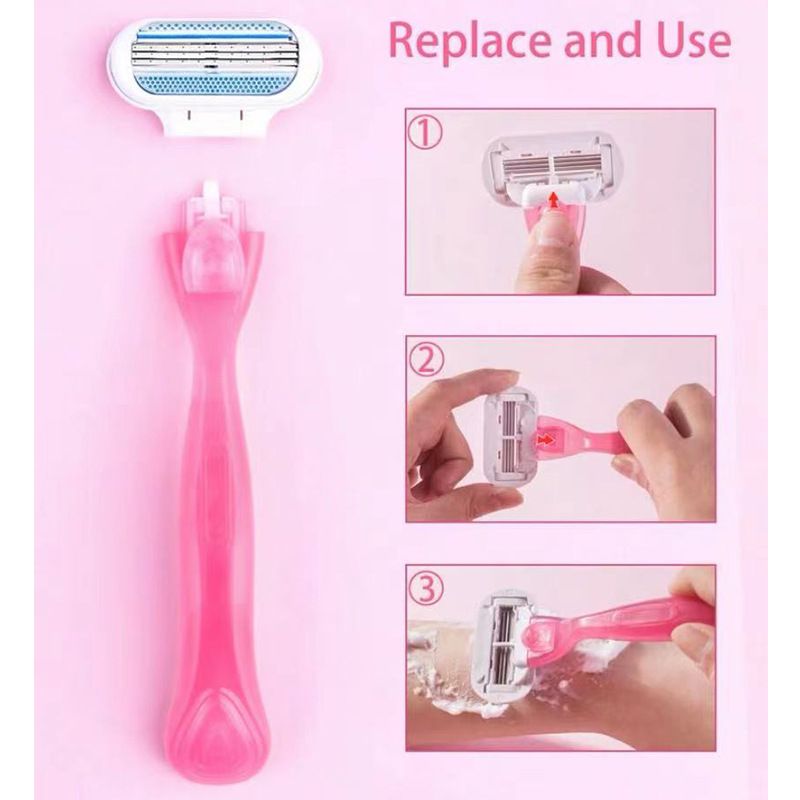 Jiyun Manual Shaving Razor 3 Layer Blade Pink 1 knife holder