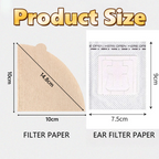 Coffee Filter Paper,100Pcs V60 Cone&50Pcs Hanging Ear Drip, Disposable Natural Unbleached Paper Filters with Pour Over and Drip Coffee Maker
