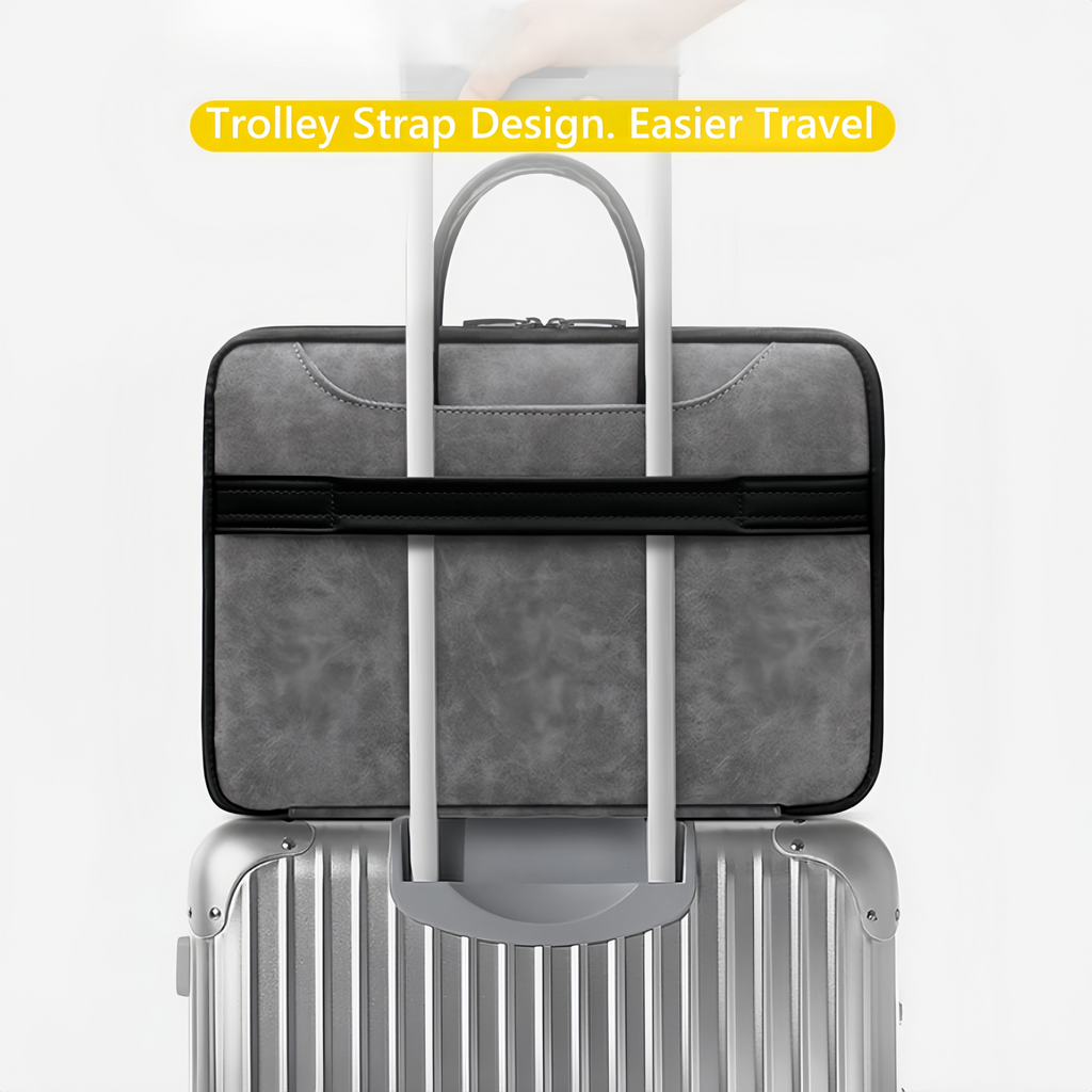 14 Inch PU Leather Laptop Bag, Portable Waterproof Laptop Case, Full Opening and Closing Sleeve Handbag, Briefcase for MacBook Air, Ipad, Business Travel