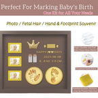 Baby Hand and Footprint Kit with 3 Photo Slots, Golden Ink Pad & Number/Letter Stickers, Non-Toxic Newborn Gift Set for Baby Shower, Nursery Decor, Keepsake Memory Frame