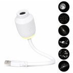 USB-Powered Starry Night Projector Lamp with 6 Interchangeable Slides, Create a Romantic Galaxy Atmosphere for Bedroom, Car, or Party Decor, Touch Control with 3 Brightness Levels (White)
