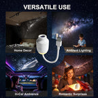 USB-Powered Starry Night Projector Lamp with 6 Interchangeable Slides, Create a Romantic Galaxy Atmosphere for Bedroom, Car, or Party Decor, Touch Control with 3 Brightness Levels (White)