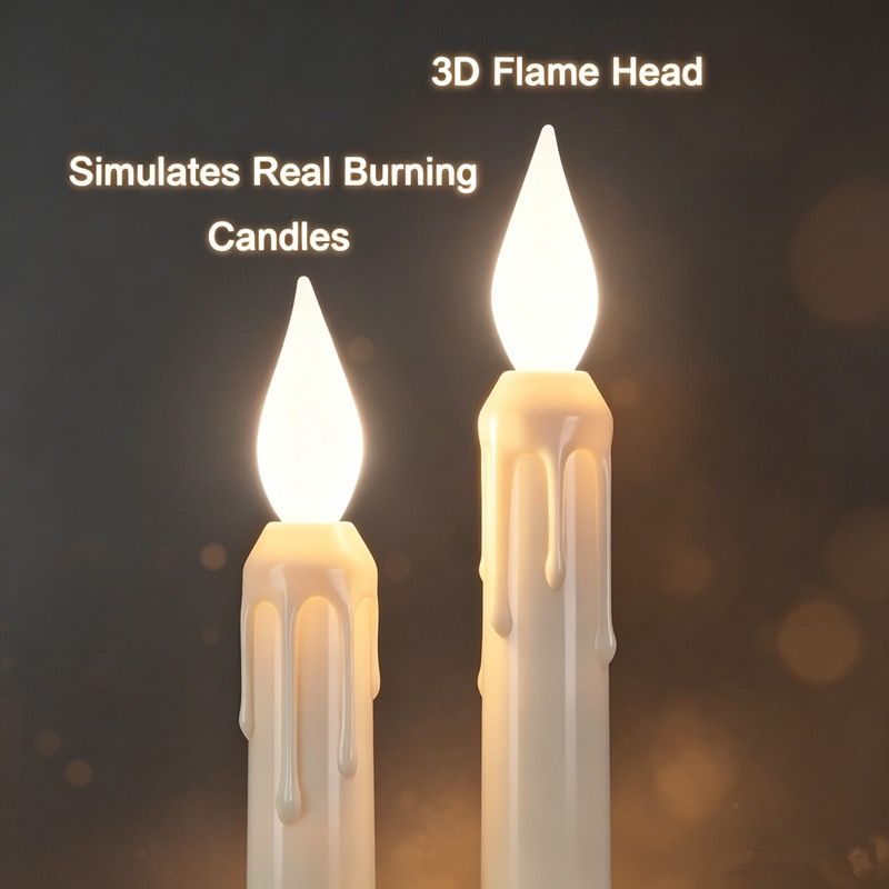 Set of 6 LED Flickering Window Candles with Light Sensor, Battery Operated Dusk to Dawn Auto-On/Off, Realistic 3D Flame, Suction Cup Mount for Christmas Holiday Home Decor (White)