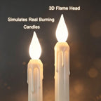 Set of 6 LED Flickering Window Candles with Light Sensor, Battery Operated Dusk to Dawn Auto-On/Off, Realistic 3D Flame, Suction Cup Mount for Christmas Holiday Home Decor (White)