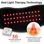 Red Light Therapy Heating Massage Wrap – Wireless Cordless Design with 36 LED Lights, 660-850nm Infrared, 3 Heat Levels, 3 Vibration Modes, Rechargeable 3000mAh Battery, for Neck, Shoulders, Waist, Knees, and More (Black)