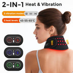 Red Light Therapy Heating Massage Wrap – Wireless Cordless Design with 36 LED Lights, 660-850nm Infrared, 3 Heat Levels, 3 Vibration Modes, Rechargeable 3000mAh Battery, for Neck, Shoulders, Waist, Knees, and More (Pink)
