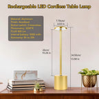 Rechargeable Cordless Touch Control LED Desk Lamp with Anodized Aluminum Build, Dimmable Warm Light, and Long Battery Life for Home, Café, Bar, and Outdoor Use (Black)