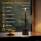 Rechargeable Cordless Touch Control LED Desk Lamp with Anodized Aluminum Build, Dimmable Warm Light, and Long Battery Life for Home, Café, Bar, and Outdoor Use (Gold)