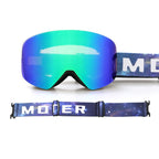 Magnetic Cylindrical Ski Goggles with UV400 Anti-Fog Dual-Lens, Impact-Resistant TPU Frame, Interchangeable Lens for Snow Sports, Includes Protective Case & Black Storage Bag (Blue)