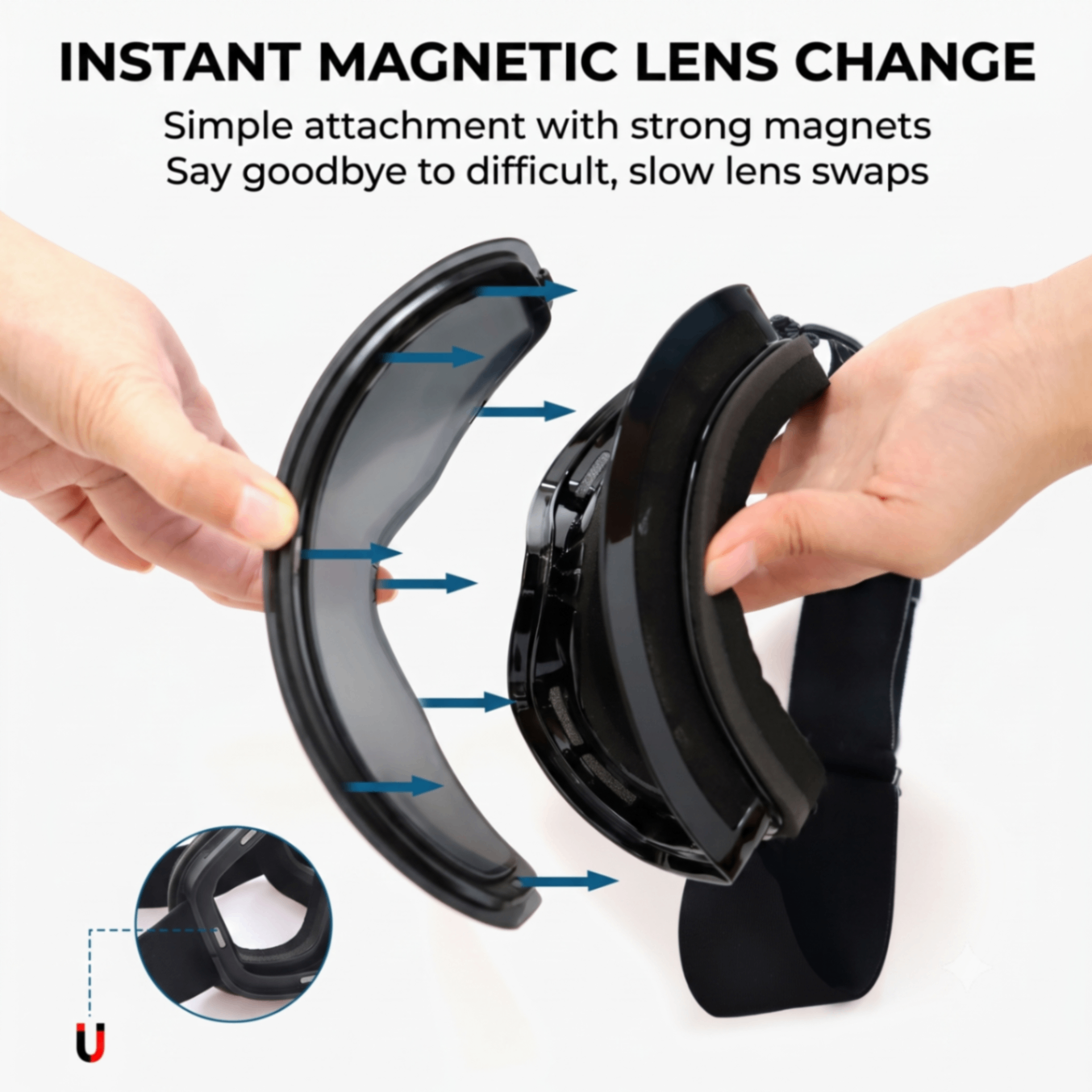 Magnetic Cylindrical Ski Goggles with UV400 Anti-Fog Dual-Lens, Impact-Resistant TPU Frame, Interchangeable Lens for Snow Sports, Includes Protective Case & Black Storage Bag (Purple)