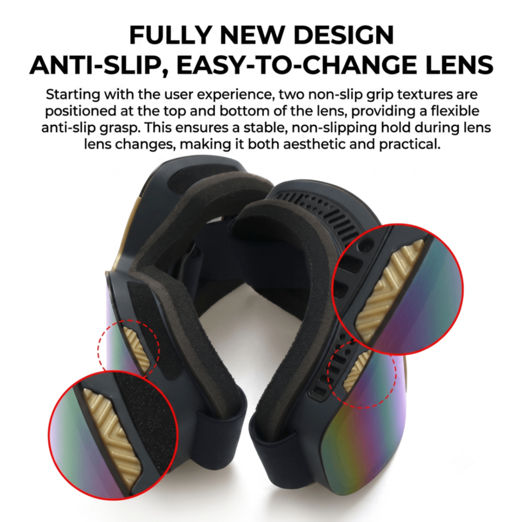 Magnetic Cylindrical Ski Goggles with UV400 Anti-Fog Dual-Lens, Impact-Resistant TPU Frame, Interchangeable Lens for Snow Sports, Includes Protective Case & Black Storage Bag (Purple(NoLogo))