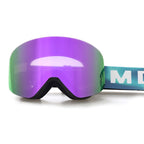 Magnetic Cylindrical Ski Goggles with UV400 Anti-Fog Dual-Lens, Impact-Resistant TPU Frame, Interchangeable Lens for Snow Sports, Includes Protective Case & Black Storage Bag (Purple(NoLogo))