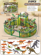 DIY Jurassic Theme Park Building Set for Kids, Creative Dinosaur Arena Toy with Realistic Dinosaurs and Palm Trees, Educational Playset for Ages 3+ to Build and Explore (137PCS, Green)