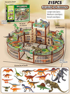 DIY Jurassic Theme Park Building Set for Kids, Creative Dinosaur Arena Toy with Realistic Dinosaurs and Palm Trees, Educational Playset for Ages 3+ to Build and Explore (137PCS, Green)