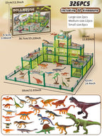DIY Jurassic Theme Park Building Set for Kids, Creative Dinosaur Arena Toy with Realistic Dinosaurs and Palm Trees, Educational Playset for Ages 3+ to Build and Explore (137PCS, Green)