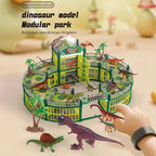 DIY Jurassic Theme Park Building Set for Kids, Creative Dinosaur Arena Toy with Realistic Dinosaurs and Palm Trees, Educational Playset for Ages 3+ to Build and Explore (326PCS, Brown)