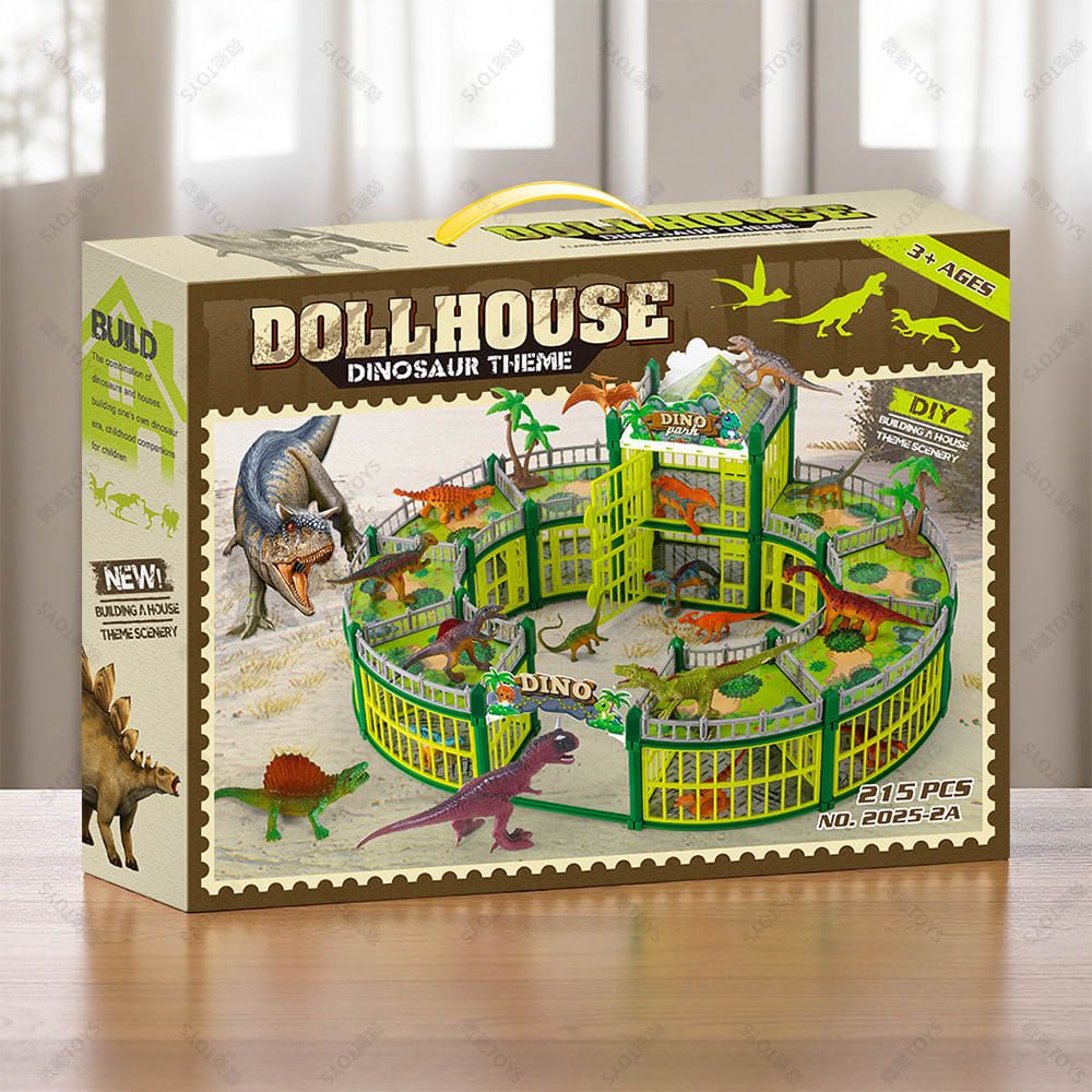 DIY Jurassic Theme Park Building Set for Kids, Creative Dinosaur Arena Toy with Realistic Dinosaurs and Palm Trees, Educational Playset for Ages 3+ to Build and Explore (326PCS, Green)