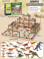 DIY Jurassic Theme Park Building Set for Kids, Creative Dinosaur Arena Toy with Realistic Dinosaurs and Palm Trees, Educational Playset for Ages 3+ to Build and Explore (326PCS, Green)
