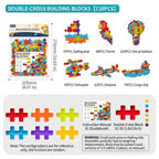 6-Color Mix Double Cross Building Blocks Set for Kids - Creative STEM Early Learning Toys for Ages 3-6, Ideal for Preschool, Home Play, and Educational Gifts (K360PCS)