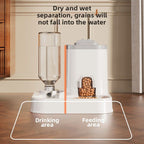 Automatic Pet Feeder and Water Dispenser Combo, 7-Day Capacity for Cats and Small Dogs, Self-Refilling Water Bowl with Gravity Flow, No Battery Needed, Modern White Design with Sturdy Base (Grey)