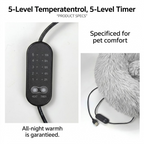 Heated Pet Bed for Cats and Small Dogs, USB-Powered Warmth with 5 Temperature Settings and Timer, Washable Round Cozy Couch for Indoor Comfort (40cm)